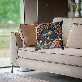 Donkere achtergrond Bloemen  Faith Based Kussen