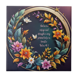 Donkere achtergrond Bloemen Lijst Bijbelverzen Tegeltje