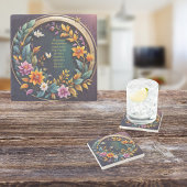 Donkere achtergrond Bloemen  vers Stenen Onderzetter