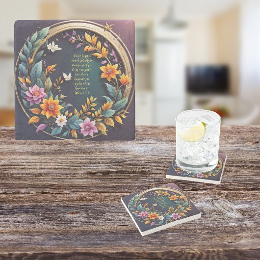 Donkere achtergrond Bloemen  vers Stenen Onderzetter