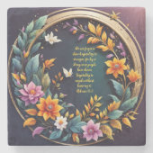 Donkere achtergrond Bloemen  vers Stenen Onderzetter (Voorkant)