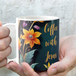 Donkere Achtergrond Bloemige Aanpasbare Geloofsgeb Koffiemok