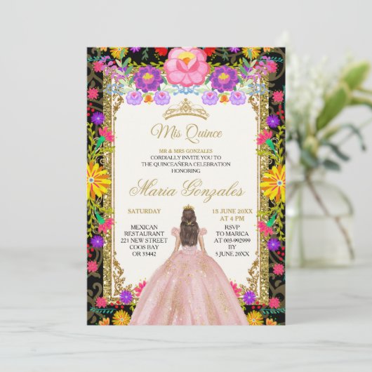 Donkere achtergrond Blush Roze Mexicaanse verjaard Kaart (Staand voorkant)