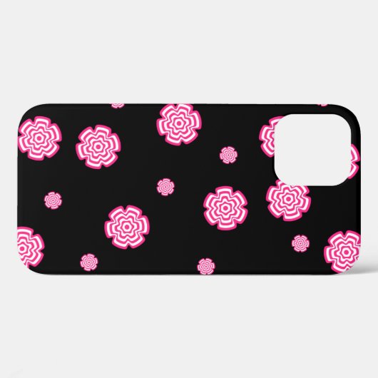 Donkere achtergrond heldere gestileerde roze bloem Case-Mate iPhone case (Achterkant (horizontaal))