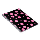 Donkere achtergrond heldere gestileerde roze bloem notitieboek (Rechterzijde)