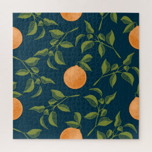 Donkere achtergrond Oranje Citrus takken Legpuzzel