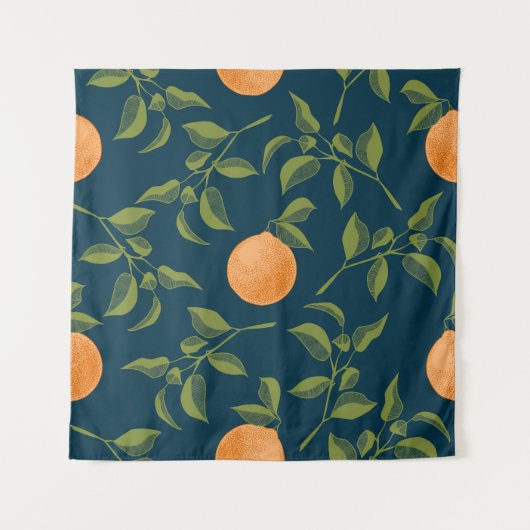 Donkere achtergrond Oranje Citrus takken Wandkleed (Voorkant)