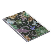 Donkere achtergrond Vlinders en Bloemen Ontwerp Notitieboek (Rechterzijde)