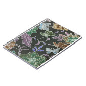 Donkere achtergrond Vlinders en Bloemen Ontwerp Notitieboek (Linkerzijde)