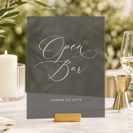 Donkere Acryl Trouwfeest Open Bar Bord