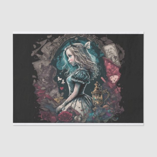 Donkere Alice in wonderland, ontkoppelingsschool Tissuepapier (Voorkant)