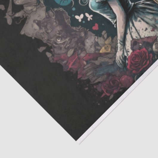 Donkere Alice in wonderland, ontkoppelingsschool Tissuepapier (Detail)