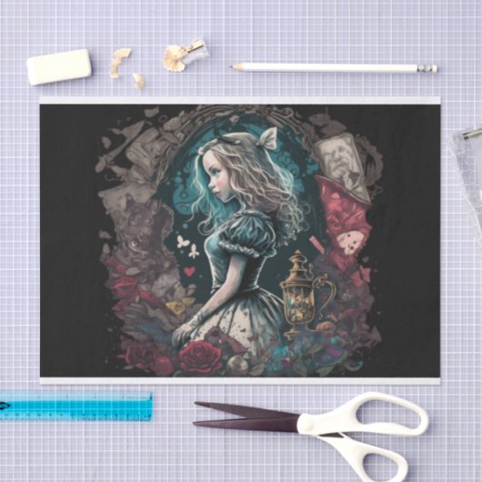 Donkere Alice in wonderland,  ontkoppelingsschool Tissuepapier (Craft)