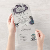 Donkere Alice in Wonderland Wedding All In One Uitnodiging (Afscheurbaar)