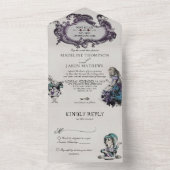 Donkere Alice in Wonderland Wedding All In One Uitnodiging (Binnen)