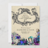 Donkere Alice in Wonderland Wedding Save The Date (Voorkant)