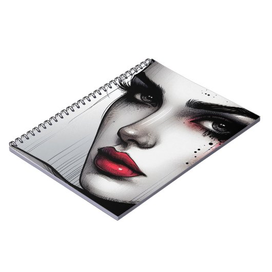 Donkere allure Gothic - Dramatische rode lippen Notitieboek (Linkerzijde)