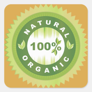 Donkere Amber Natuurlijke Biologische Voedsetikett Vierkante Sticker