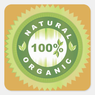Donkere Amber Natuurlijke Biologische Voedsetikett Vierkante Sticker