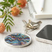 Donkere Amethist Paarse Blauwgroen Blauw Goud Marm Sleutelhanger (Zijkant)