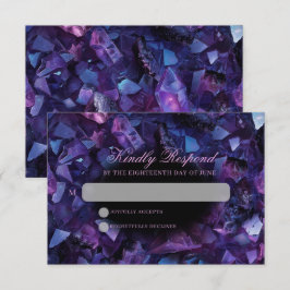 Donkere Amethyst Boho Heks Kristallen Zwarte Bruil RSVP Kaartje