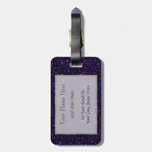 Donkere Amethyst Paarse Glitter Bagagelabel (Achterkant verticaal)