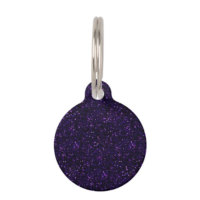 Donkere Amethyst Paarse Glitter Huisdierpenning (Voorkant)