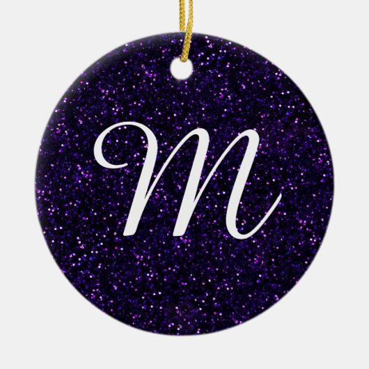 Donkere Amethyst Paarse Glitter Keramisch Ornament (Voorkant)