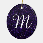 Donkere Amethyst Paarse Glitter Keramisch Ornament (Links)