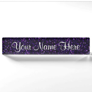 Donkere Amethyst Paarse Glitter Naambordje