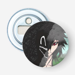 Donkere Anime Fantasy Kraai en Duivel Kunst Button Flesopener