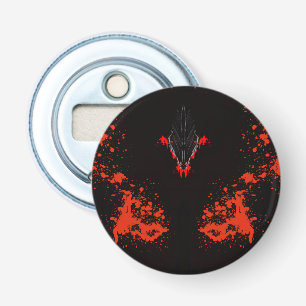 Donkere Anime Fantasy Kraai en Duivel Kunst Button Flesopener
