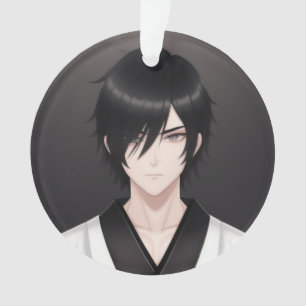 Donkere Anime Jongen in Traditionele Kledij Sieraa Ornament