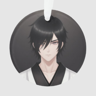 Donkere Anime Jongen in Traditionele Kledij Sieraa Ornament