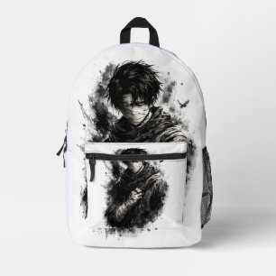 Donkere Anime Krijger Verbonden Ninja Grunge Kunst Bedrukte Rugzak