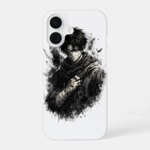 Donkere Anime Krijger Verbonden Ninja Grunge Kunst iPhone 16 Hoesje