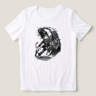 Donkere Anime Meisje met Reusachtige Kat KUNST Tri-Blend Shirt