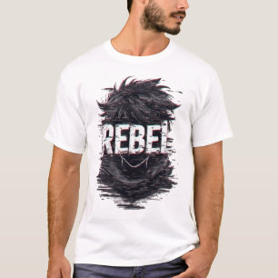 Donkere Anime Rebel Glitch Art Monochroom Streetwe T-shirt