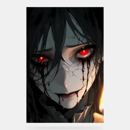 Donkere Anime Vampier Rode Ogen Acryl Bord (Voorkant)