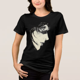 Donkere Anime Zijprofiel | Zwarte & Witte Manga In Tri-Blend Shirt