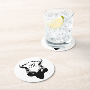 Donkere Antelope Silhouette Gepersonaliseerd Monog Ronde Kartonnen Onderzetter