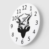 Donkere Antelope Silhouette Monogram Grote Klok (Hoek)