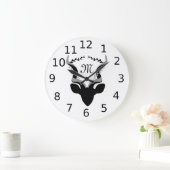 Donkere Antelope Silhouette Monogram Grote Klok (Huis)