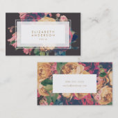 Donkere Antiek bloemen Roos Visitekaartje (Voorkant / Achterkant)
