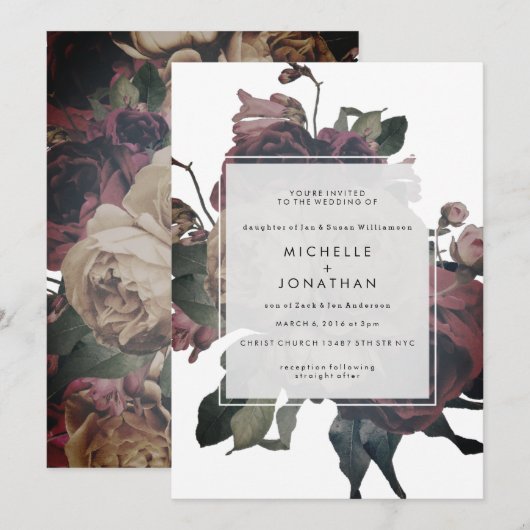 Donkere Antiek  Rozen Kaart (Voorkant / Achterkant)