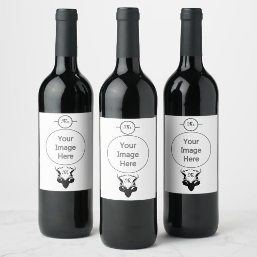 Donkere Antilope Silhouet Monogram Wijn Etiket (Flessen)