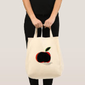 Donkere Appel – Moderne Minimalistische Fruit Illu Tote Bag (Voorkant (product))