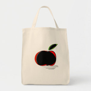 Donkere Appel – Moderne Minimalistische Fruit Illu Tote Bag