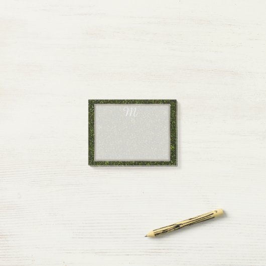 Donkere Apple Green Glitter Post-it® Notes (Op bureau)