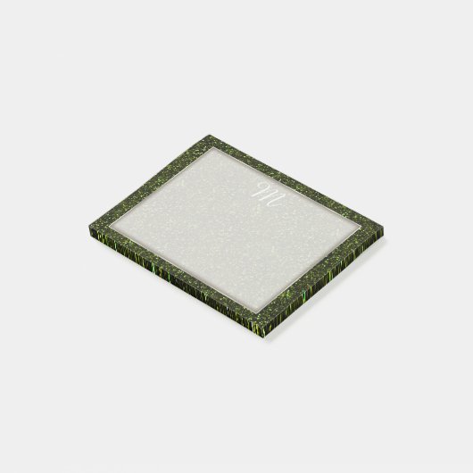 Donkere Apple Green Glitter Post-it® Notes (Schuin)